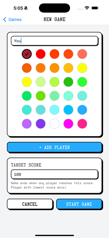 Hearts Score Tracker