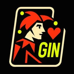 Gin Score Tracker icon: a jester and the word GIN on black.