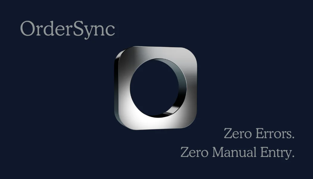 The front's layout with OrderSync and the tagline in gray.